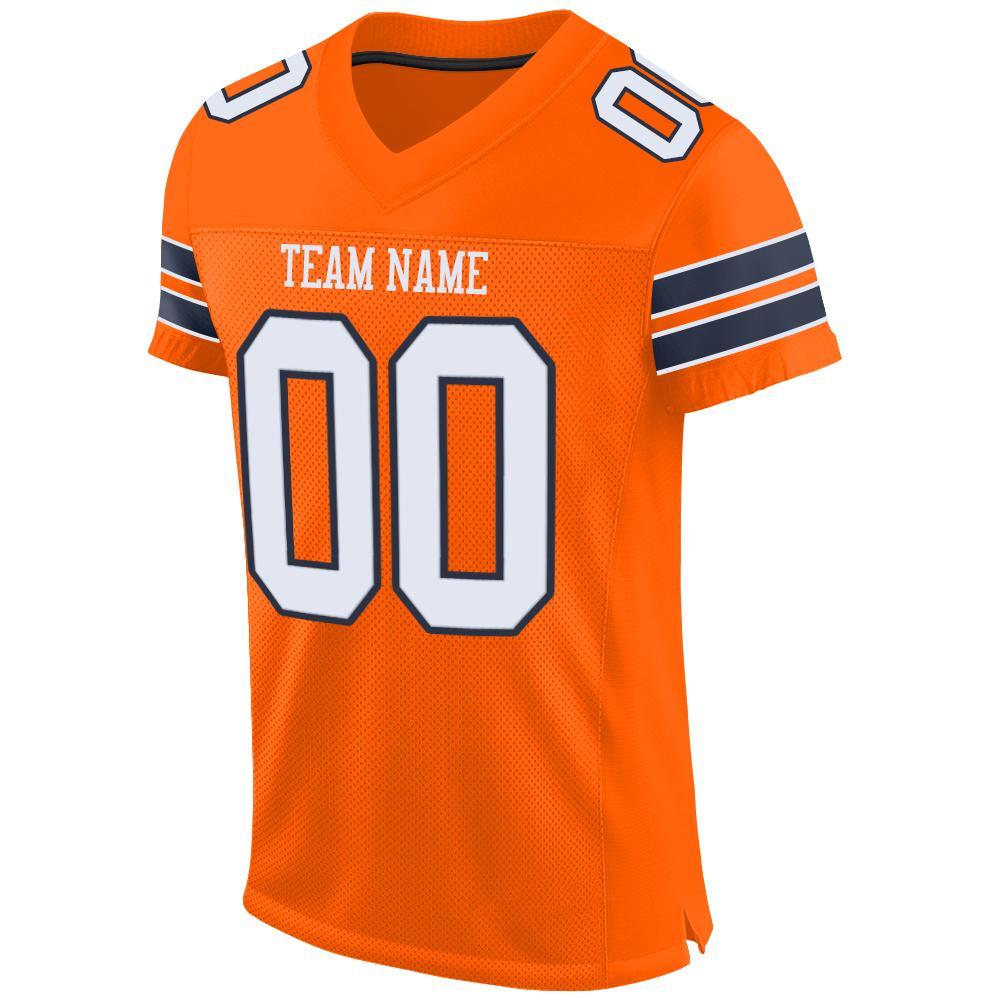 Custom Football Jersey - Orange White-Navy Mesh - Style Orange0009