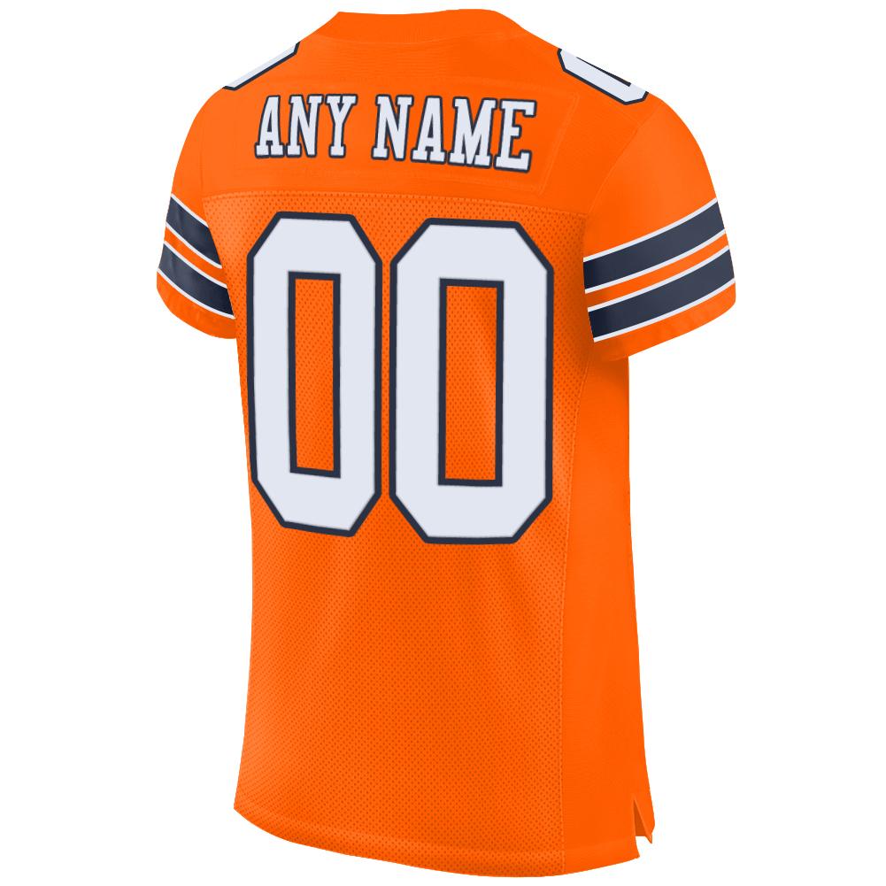 Custom Football Jersey - Orange White-Navy Mesh - Style Orange0009