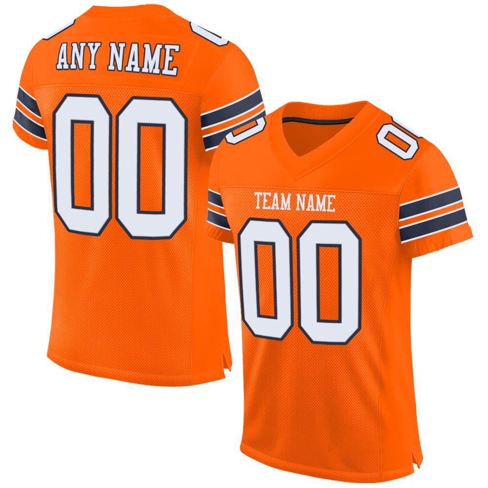 Custom Football Jersey - Orange White-Navy Mesh - Style Orange0009