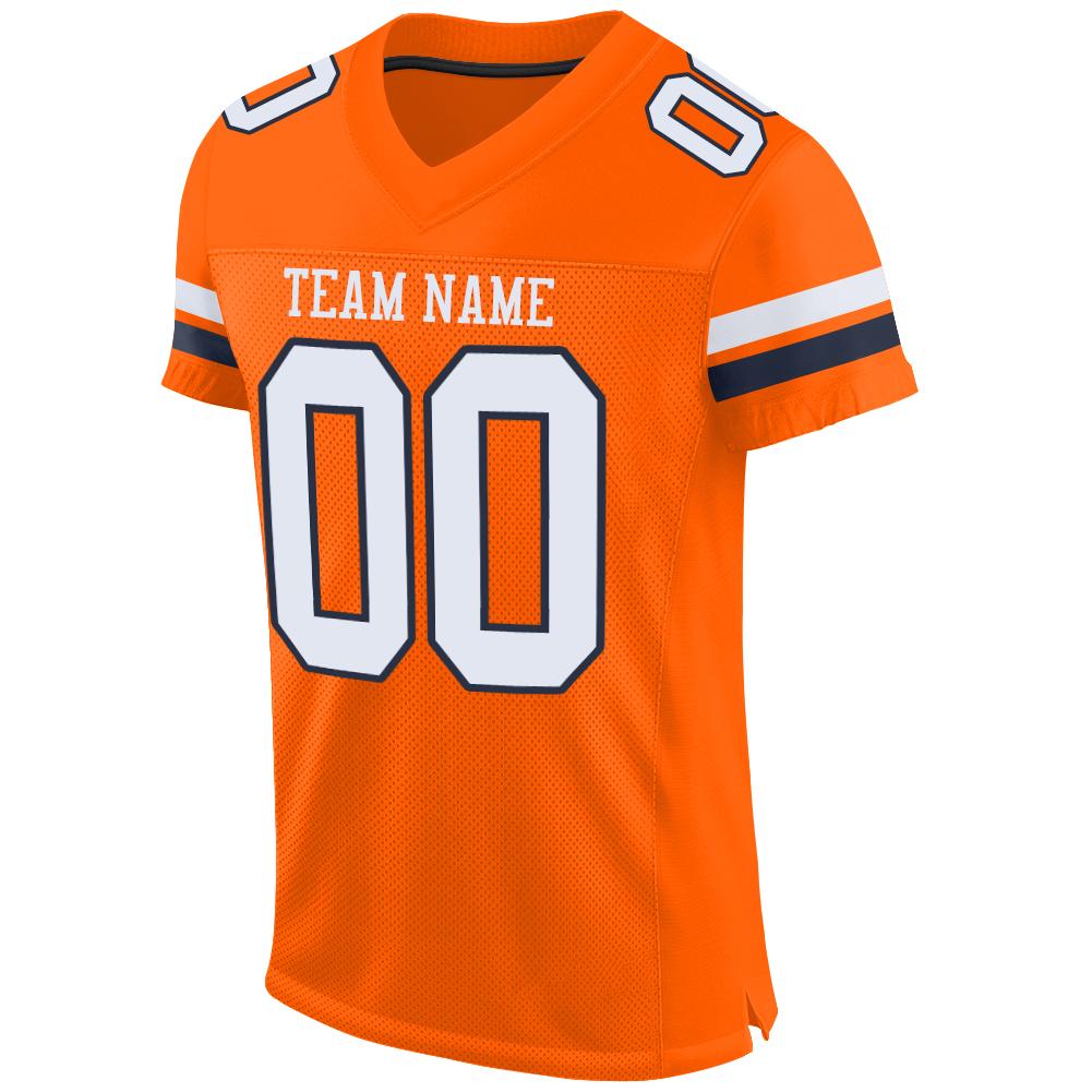 Custom Football Jersey - Orange White-Navy Mesh - Style Orange0041