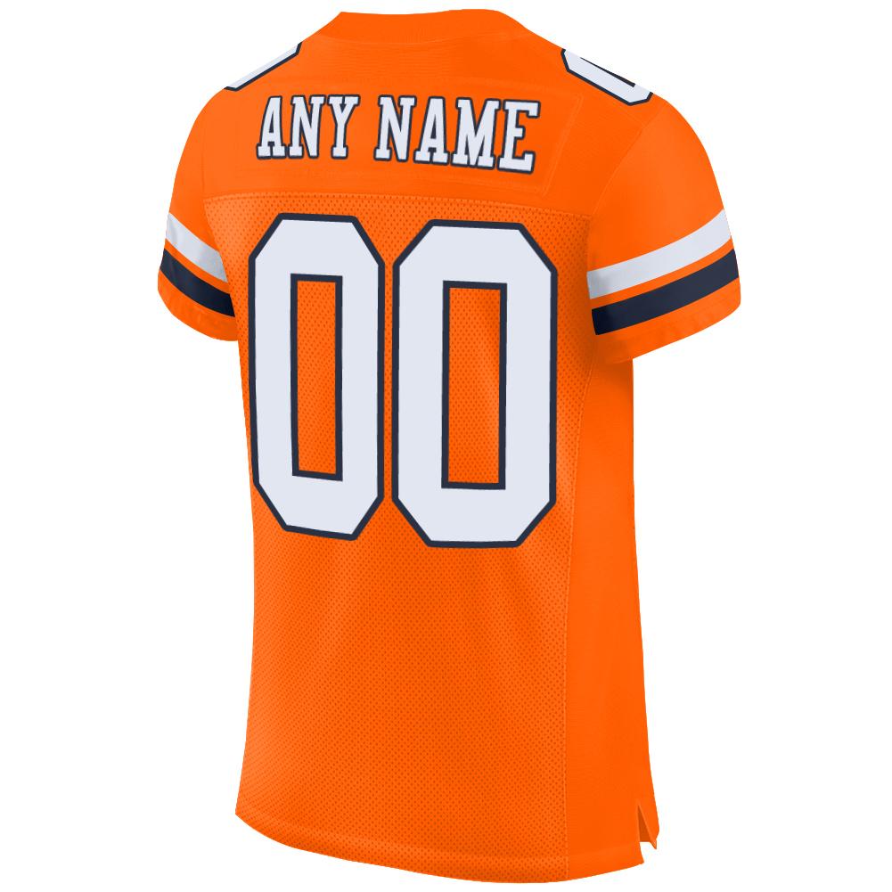 Custom Football Jersey - Orange White-Navy Mesh - Style Orange0041