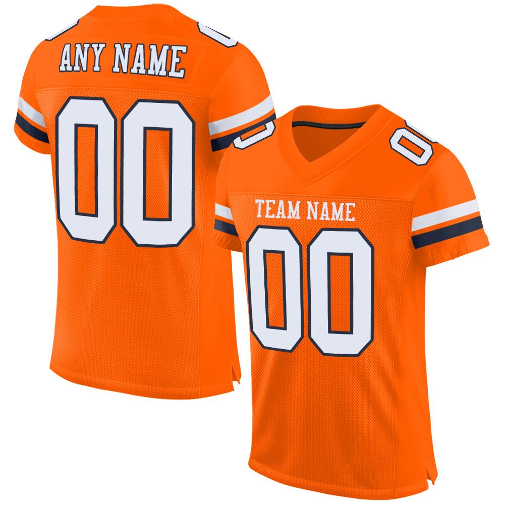 Custom Football Jersey - Orange White-Navy Mesh - Style Orange0041