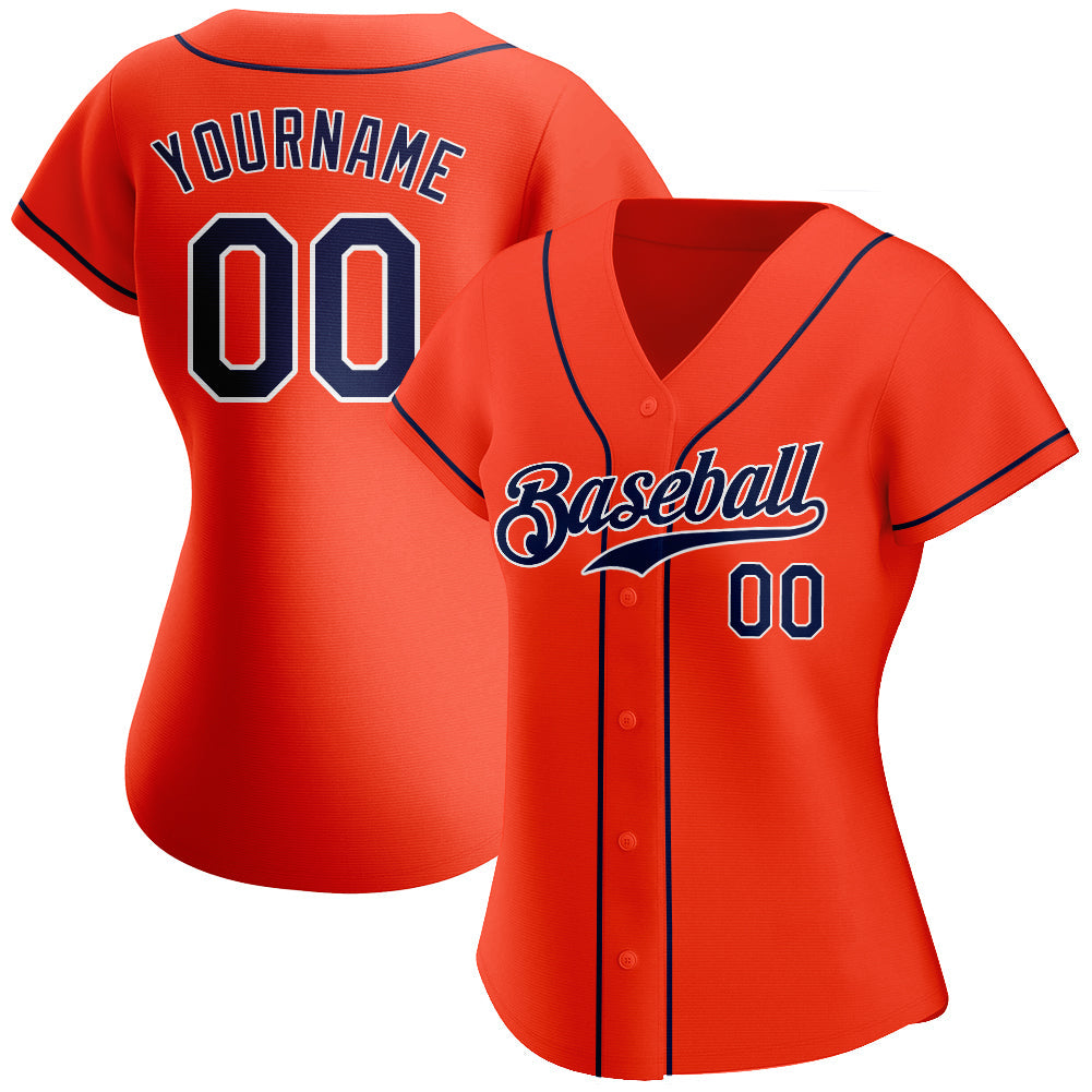 Custom Baseball Jersey - Orange Navy-White