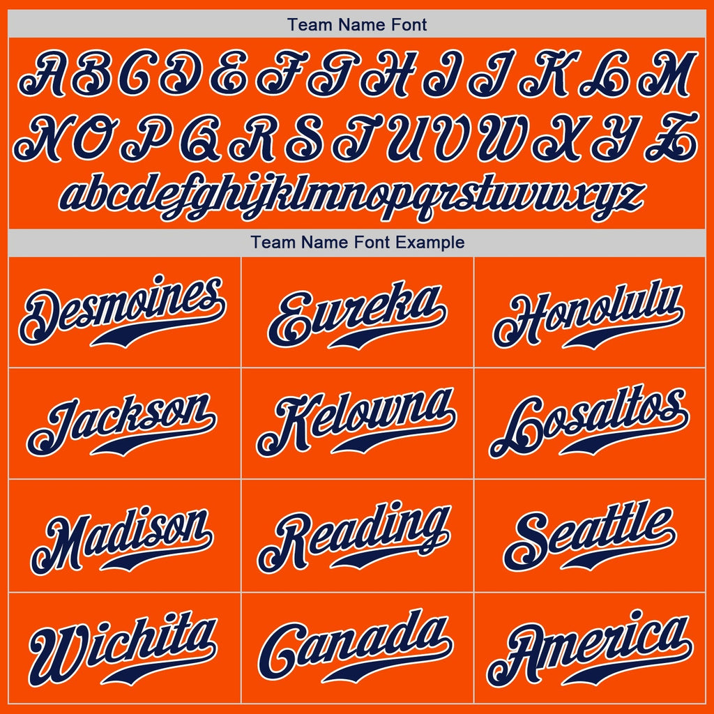 Custom Baseball Jersey - Orange Navy-White