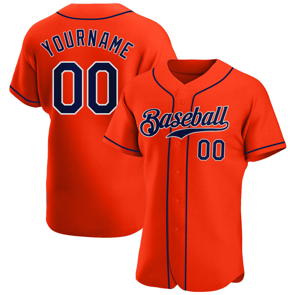 Custom Baseball Jersey - Orange Navy-White