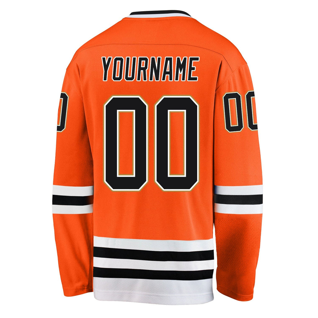 Custom Hockey Jersey - Orange Black-Old Gold