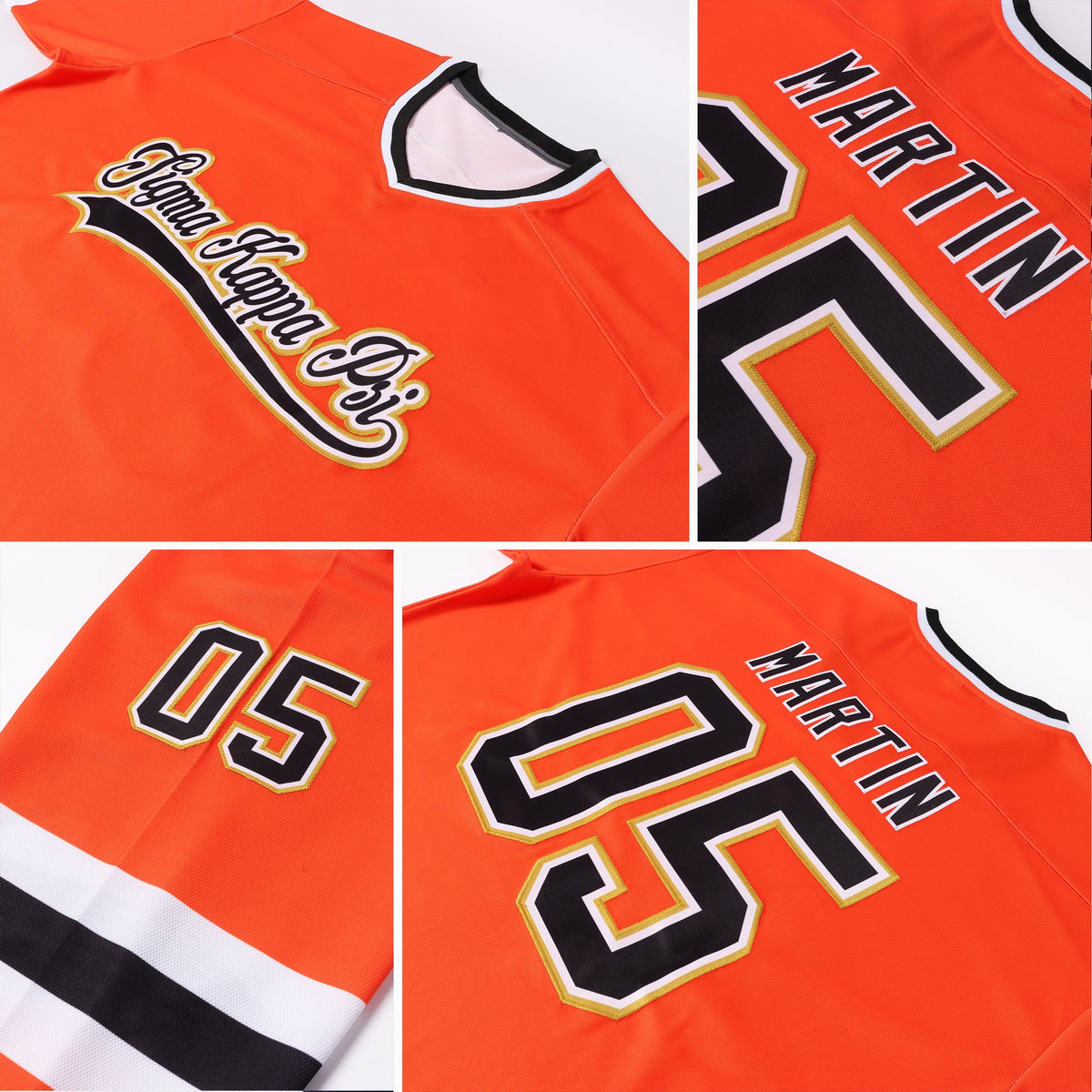 Custom Hockey Jersey - Orange Black-Old Gold