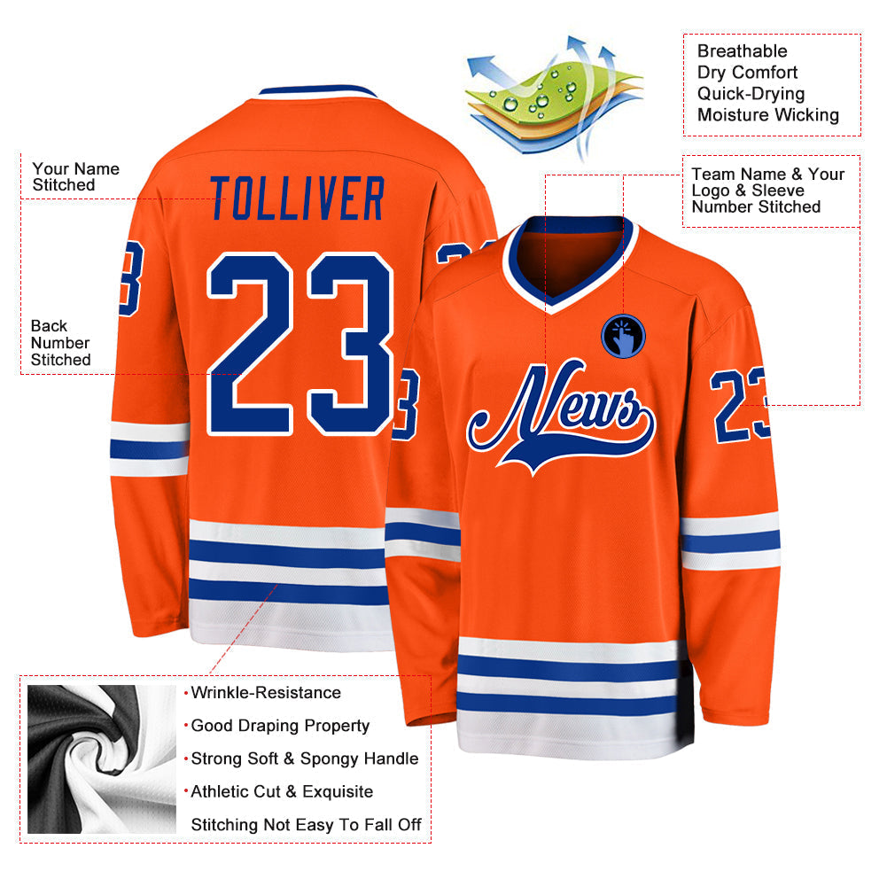 Custom Hockey Jersey - Orange Royal-White - Style Orange0145