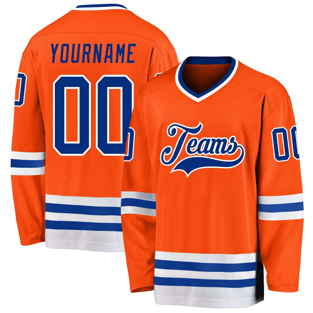 Custom Hockey Jersey - Orange Royal-White - Style Orange0145