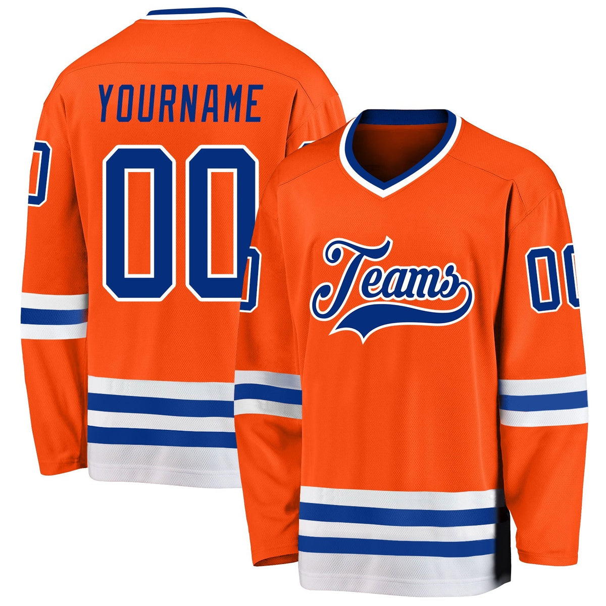 Custom Hockey Jersey - Orange Royal-White - Style Orange0145
