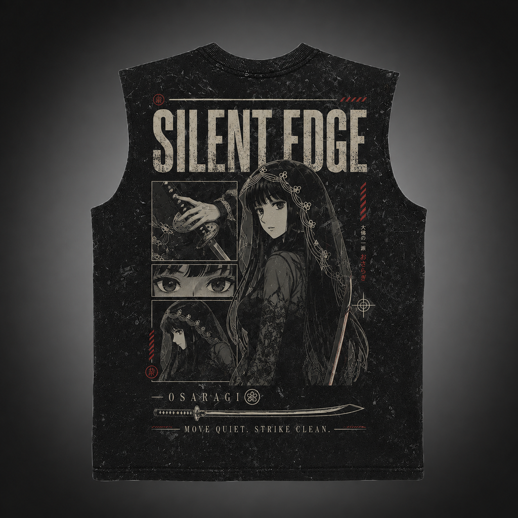 Osaragi Sakamoto Days Anime Tank Top - Silent Edge Acid Wash Vest