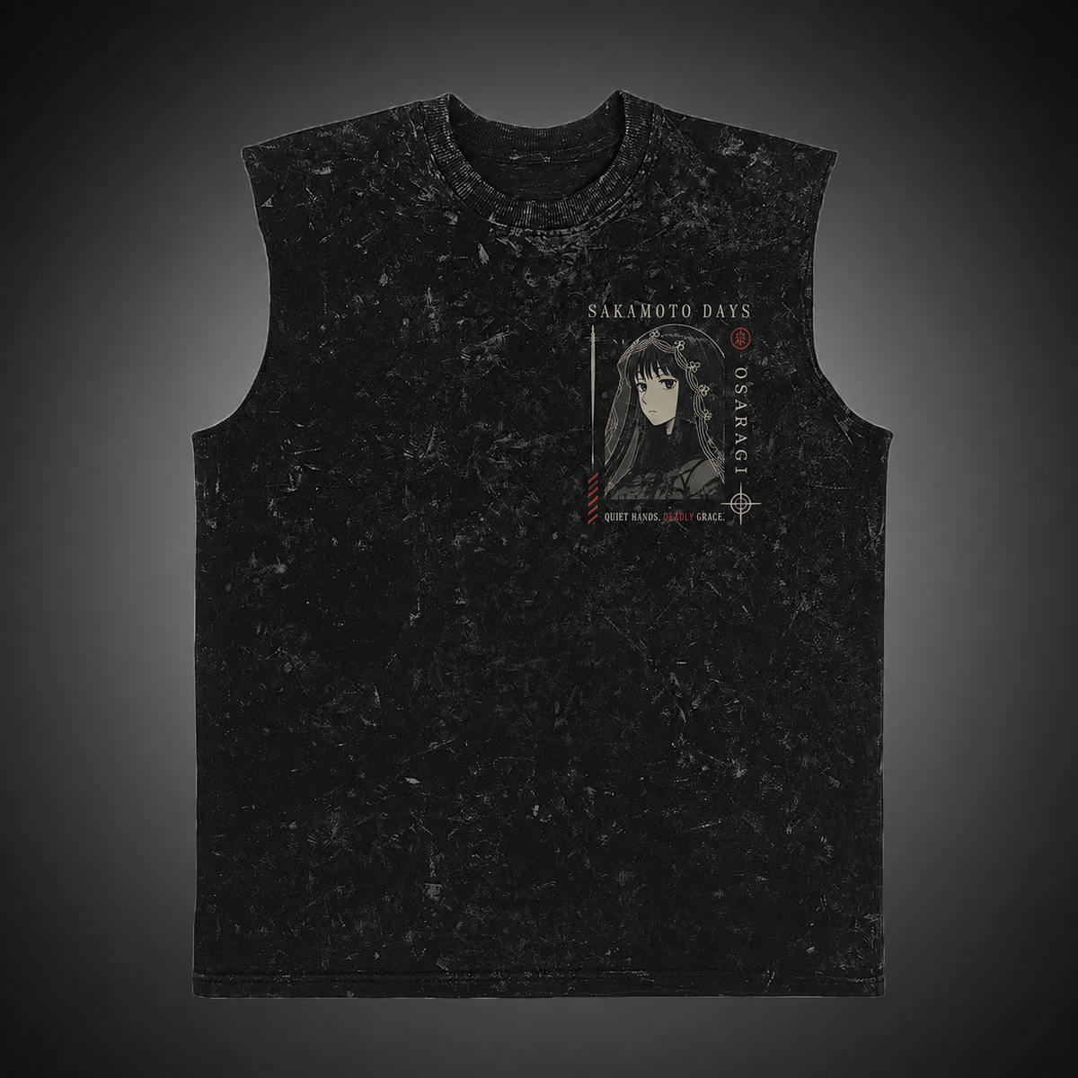 Osaragi Sakamoto Days Anime Tank Top - Silent Edge Acid Wash Vest