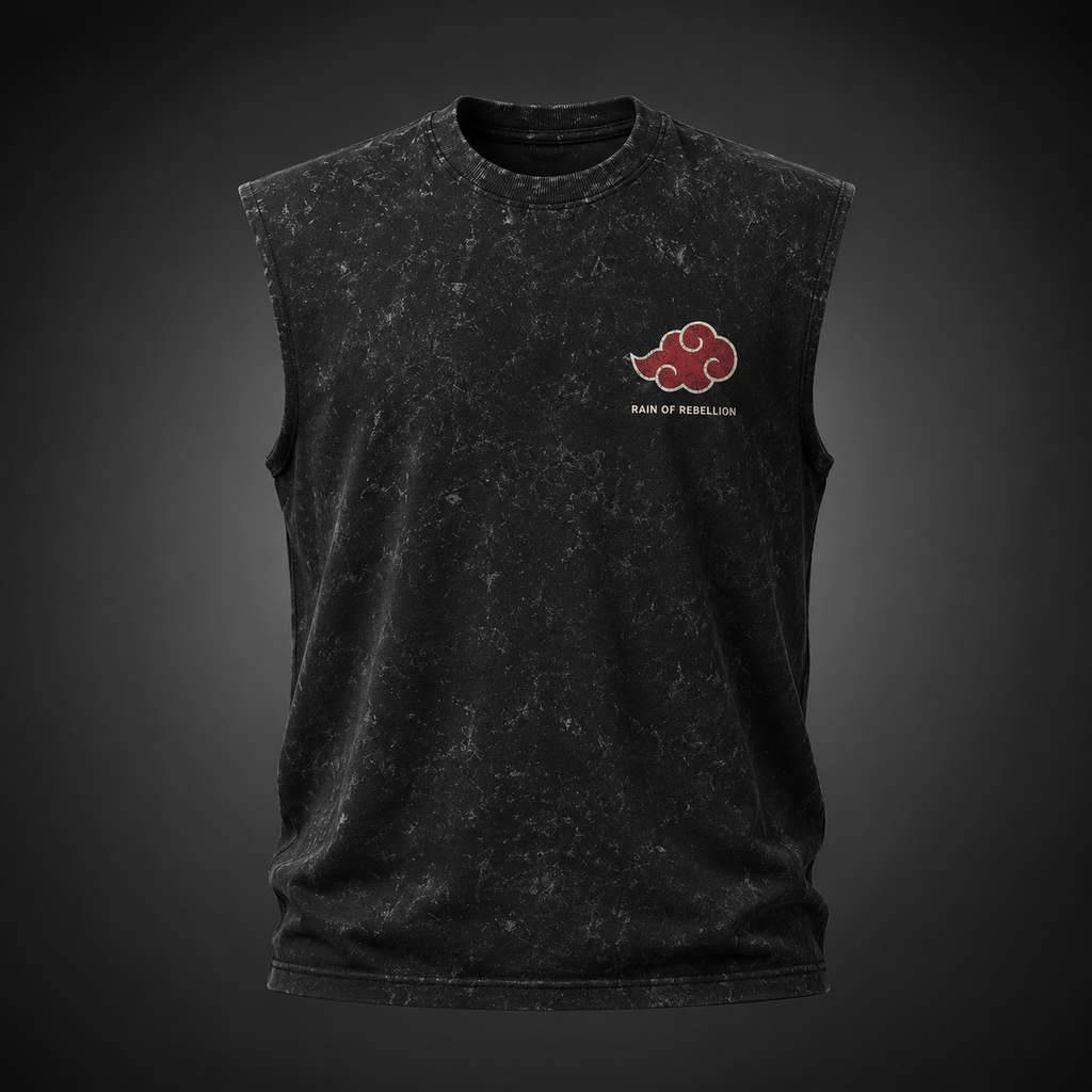 Pain Naruto Anime Tank Top - Rain Of Rebellion Acid Wash Vest