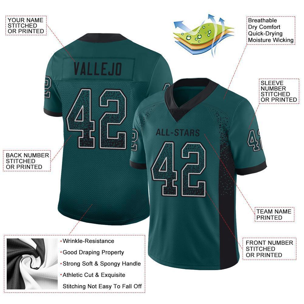 Custom Football Jersey - Midnight Green Black-White Drift Fashion