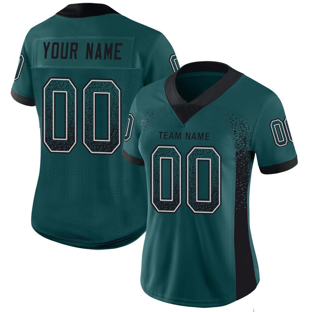 Custom Football Jersey - Midnight Green Black-White Drift Fashion