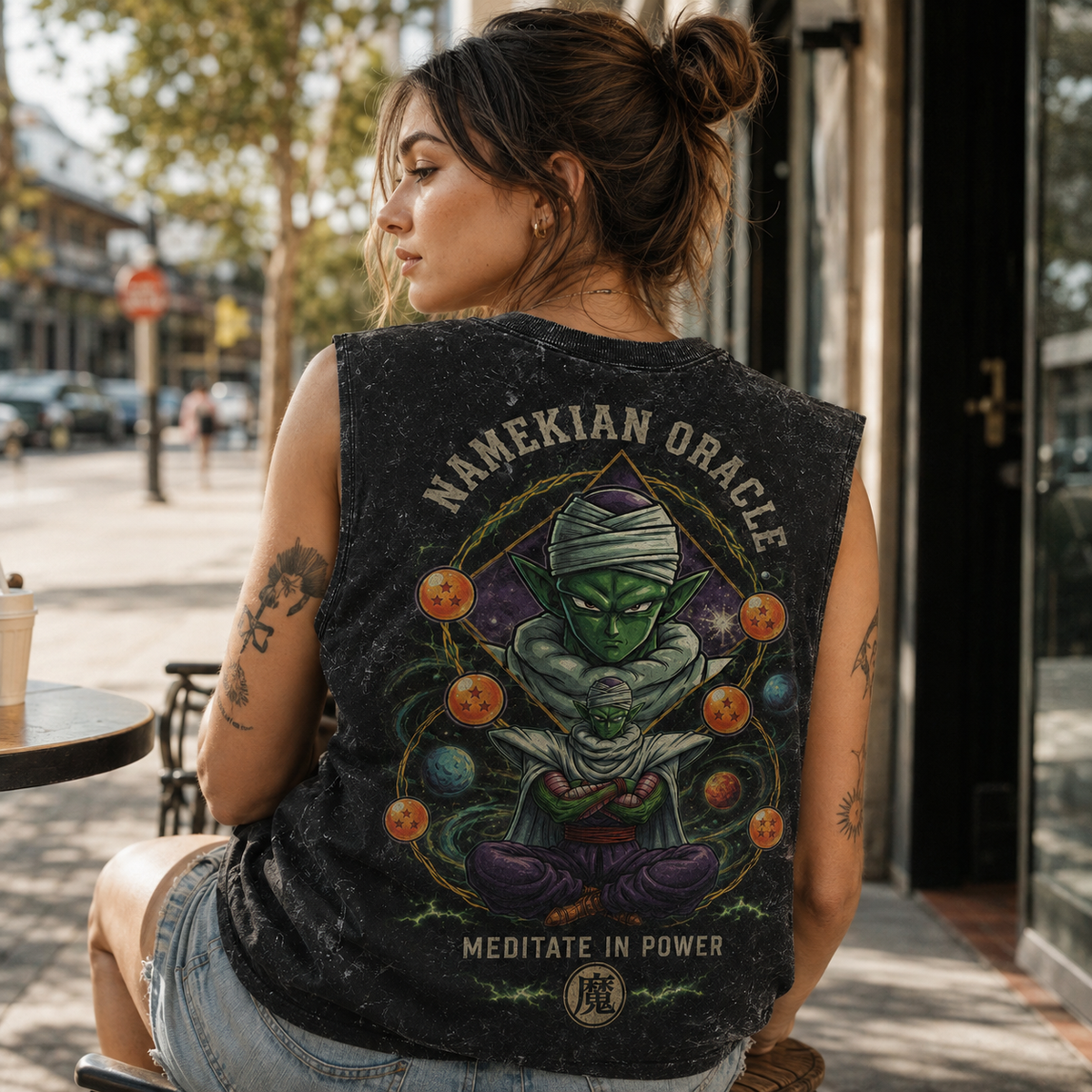Piccolo Dragon Ball Anime Tank Top - Namekian Oracle Acid Wash Vest