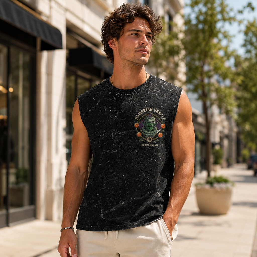 Piccolo Dragon Ball Anime Tank Top - Namekian Oracle Acid Wash Vest