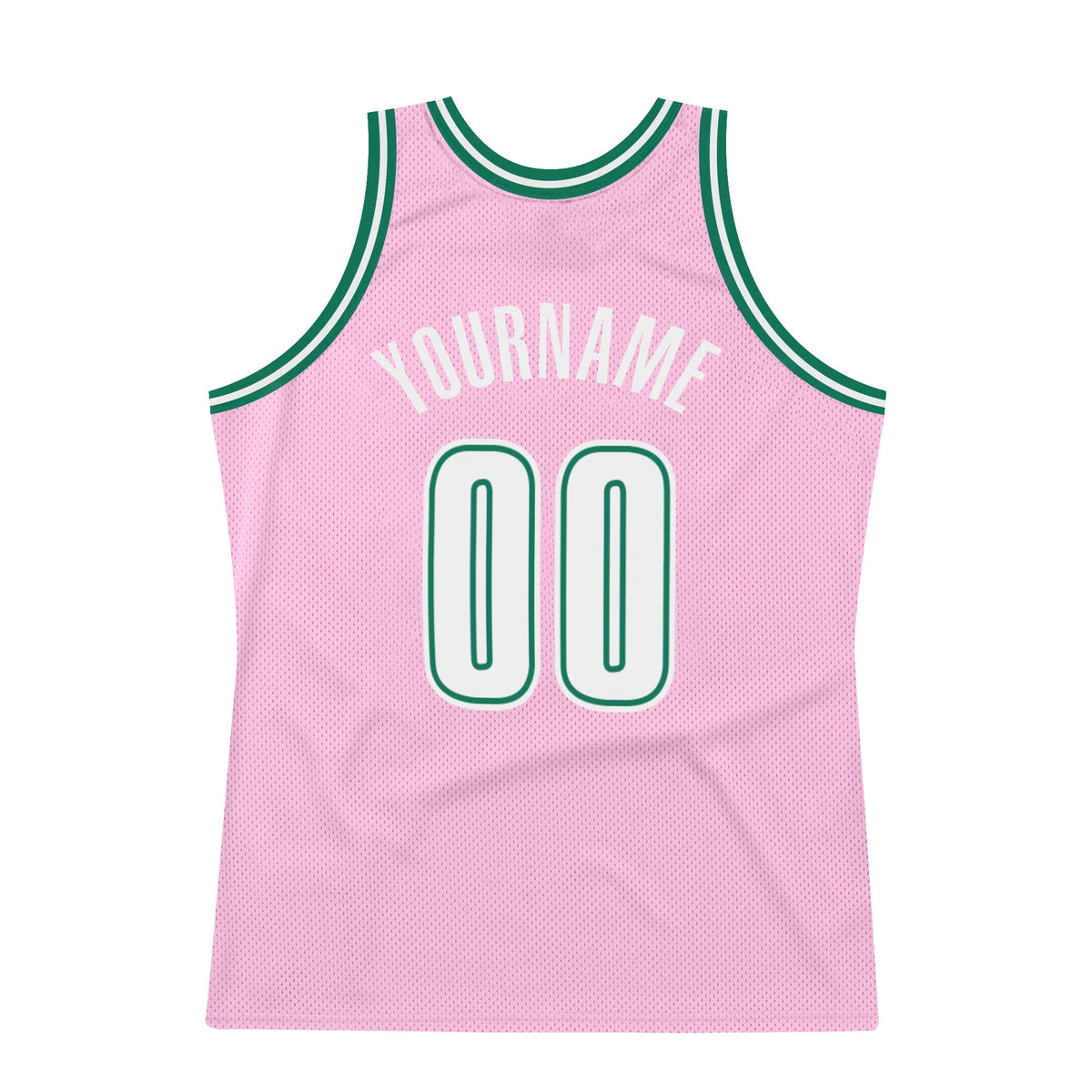Custom Basketball Jersey - Light Pink White-Kelly Green Throwback