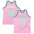 Custom Basketball Jersey - Light Pink White-Kelly Green Throwback
