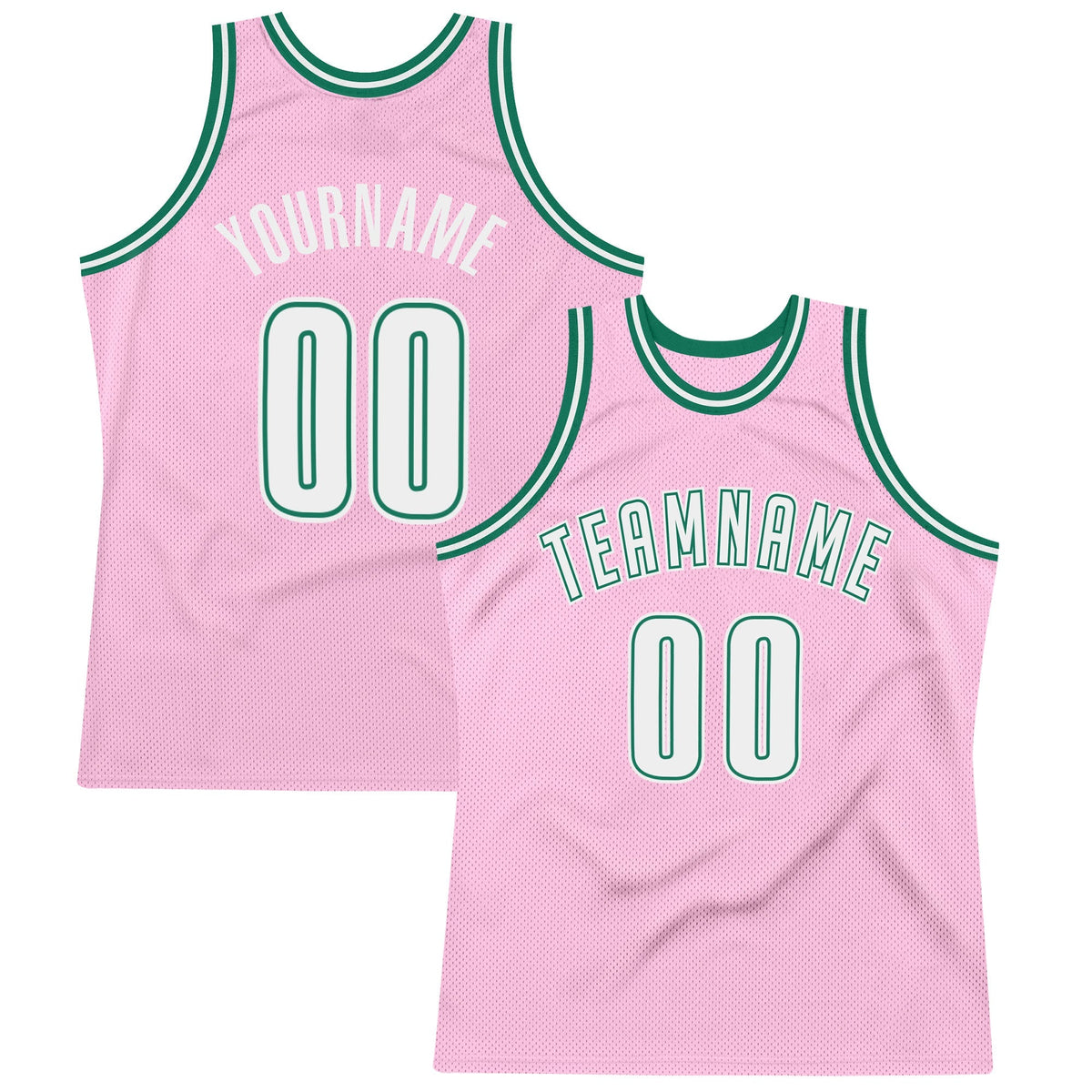 Custom Basketball Jersey - Light Pink White-Kelly Green Throwback