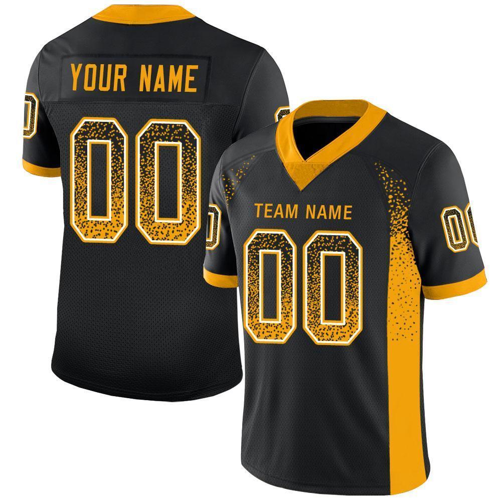Custom Football Jersey - Black Gold-White Drift Fashion