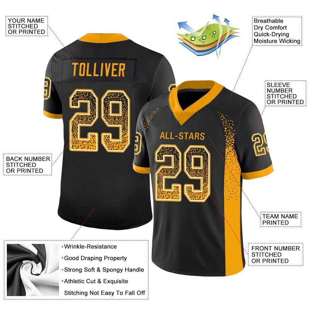 Custom Football Jersey - Black Gold-White Drift Fashion