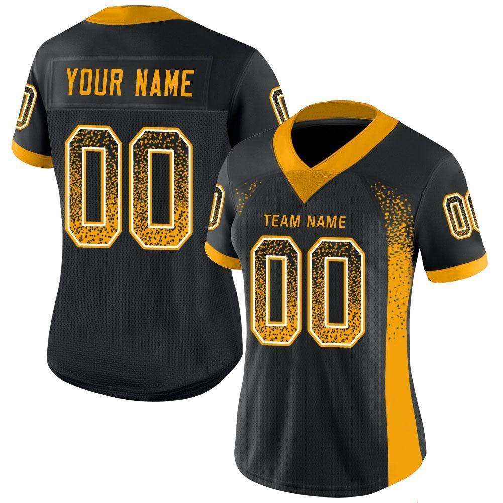Custom Football Jersey - Black Gold-White Drift Fashion