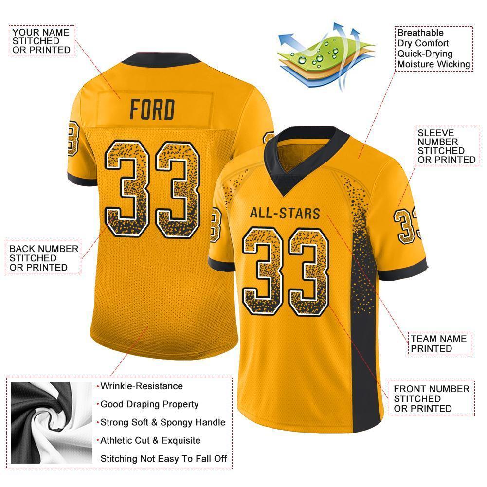 Custom Football Jersey - Gold Black-White Drift Fashion
