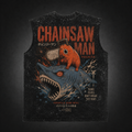Pochita, Shark Devil (Beam) Chainsaw Man Anime Tank Top - Devils Hunt Acid Wash Vest