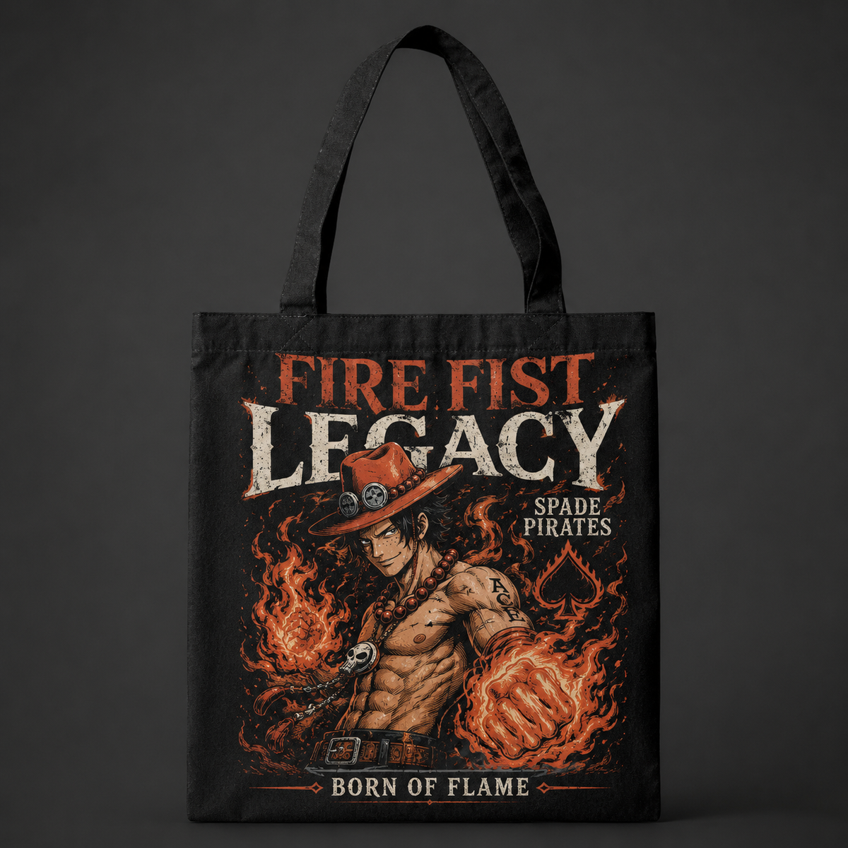 Portgas D. Ace One Piece Anime Canvas Tote Bag - Fire Fist Legacy