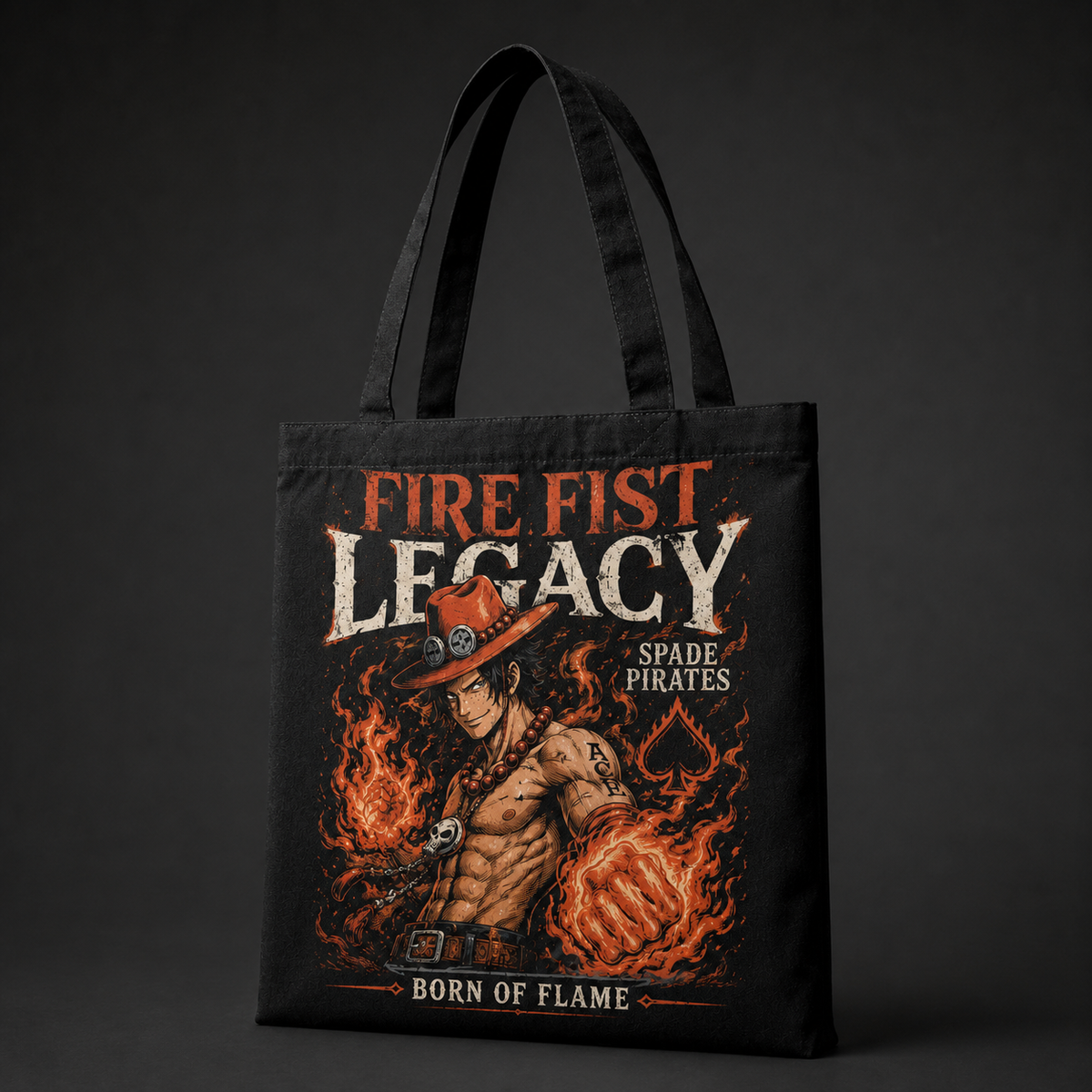 Portgas D. Ace One Piece Anime Canvas Tote Bag - Fire Fist Legacy