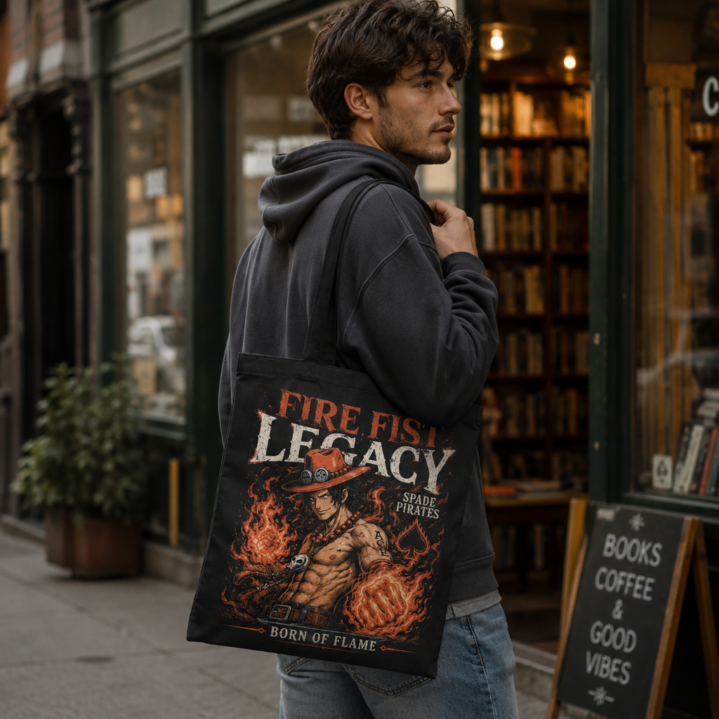 Portgas D. Ace One Piece Anime Canvas Tote Bag - Fire Fist Legacy