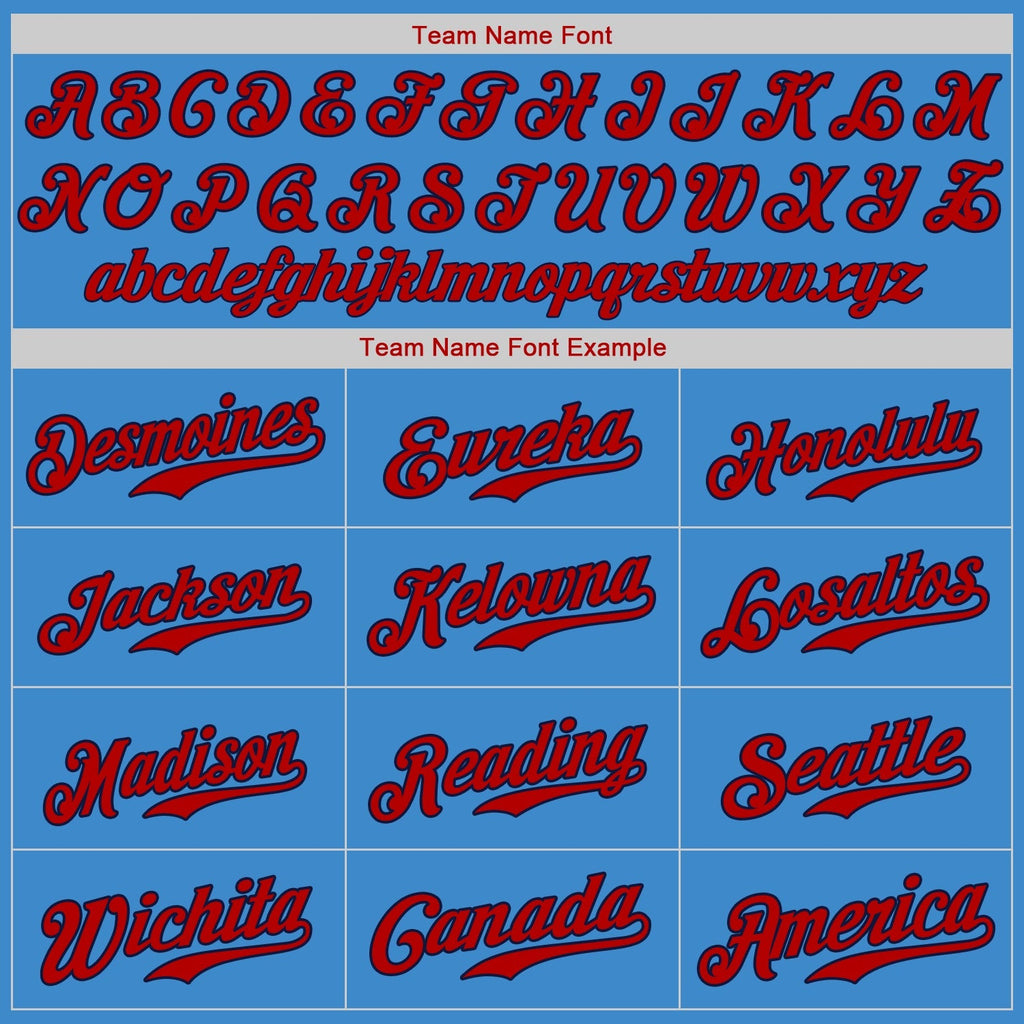 Custom Baseball Jersey - Powder Blue Red-Navy