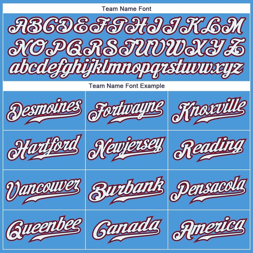 Custom Baseball Jersey - Powder Blue White-Red