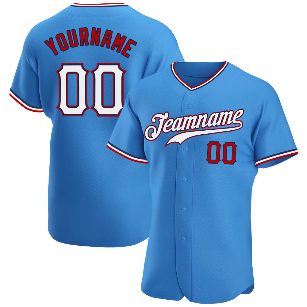 Custom Baseball Jersey - Powder Blue White-Red