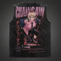 Power Chainsaw Man Anime Tank Top - Blood Devil Acid Wash Vest