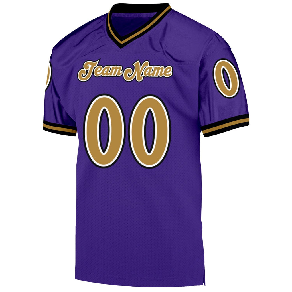 Custom Football Jersey - Purple Old Gold-Black Mesh Throwback
