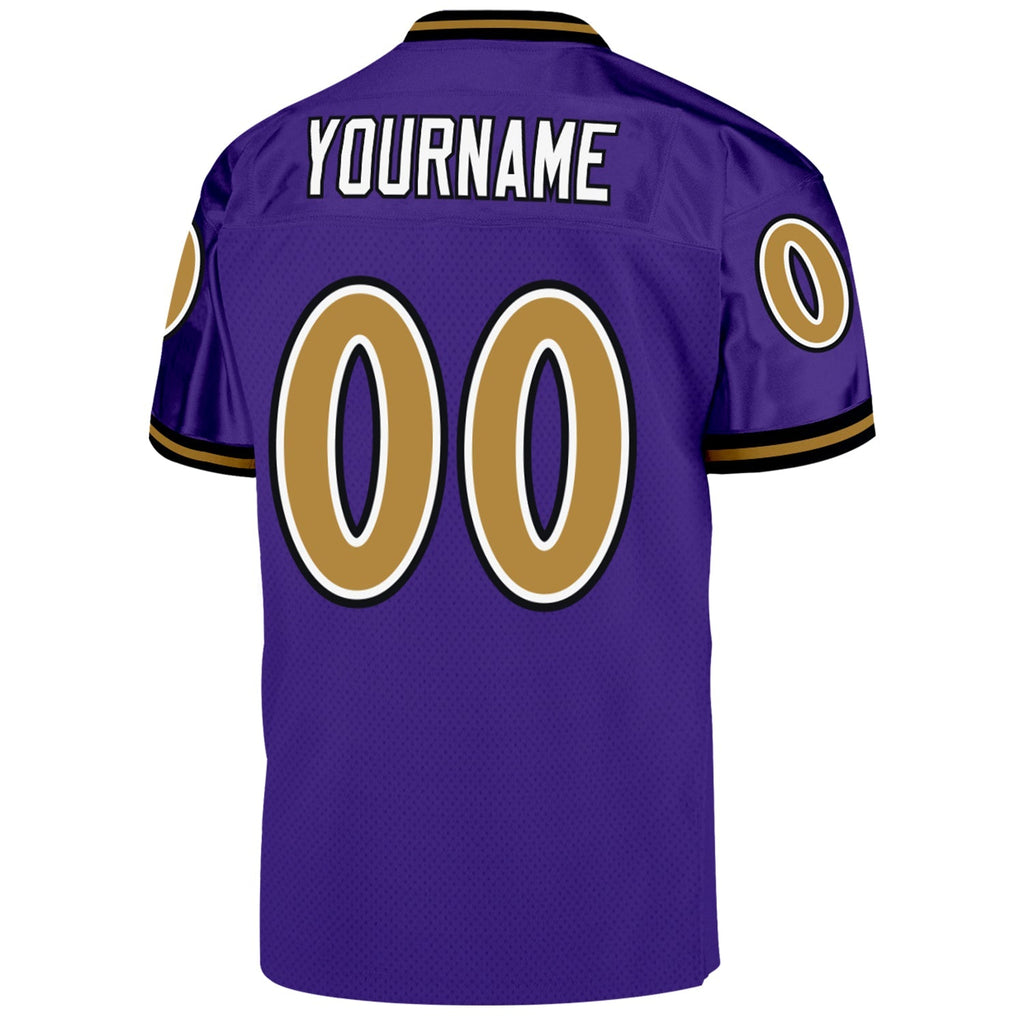 Custom Football Jersey - Purple Old Gold-Black Mesh Throwback