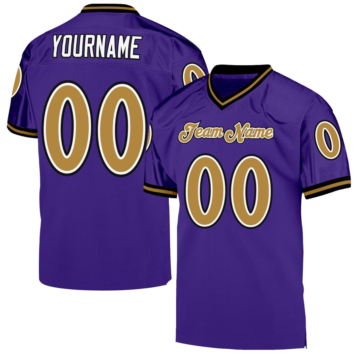 Custom Football Jersey - Purple Old Gold-Black Mesh Throwback