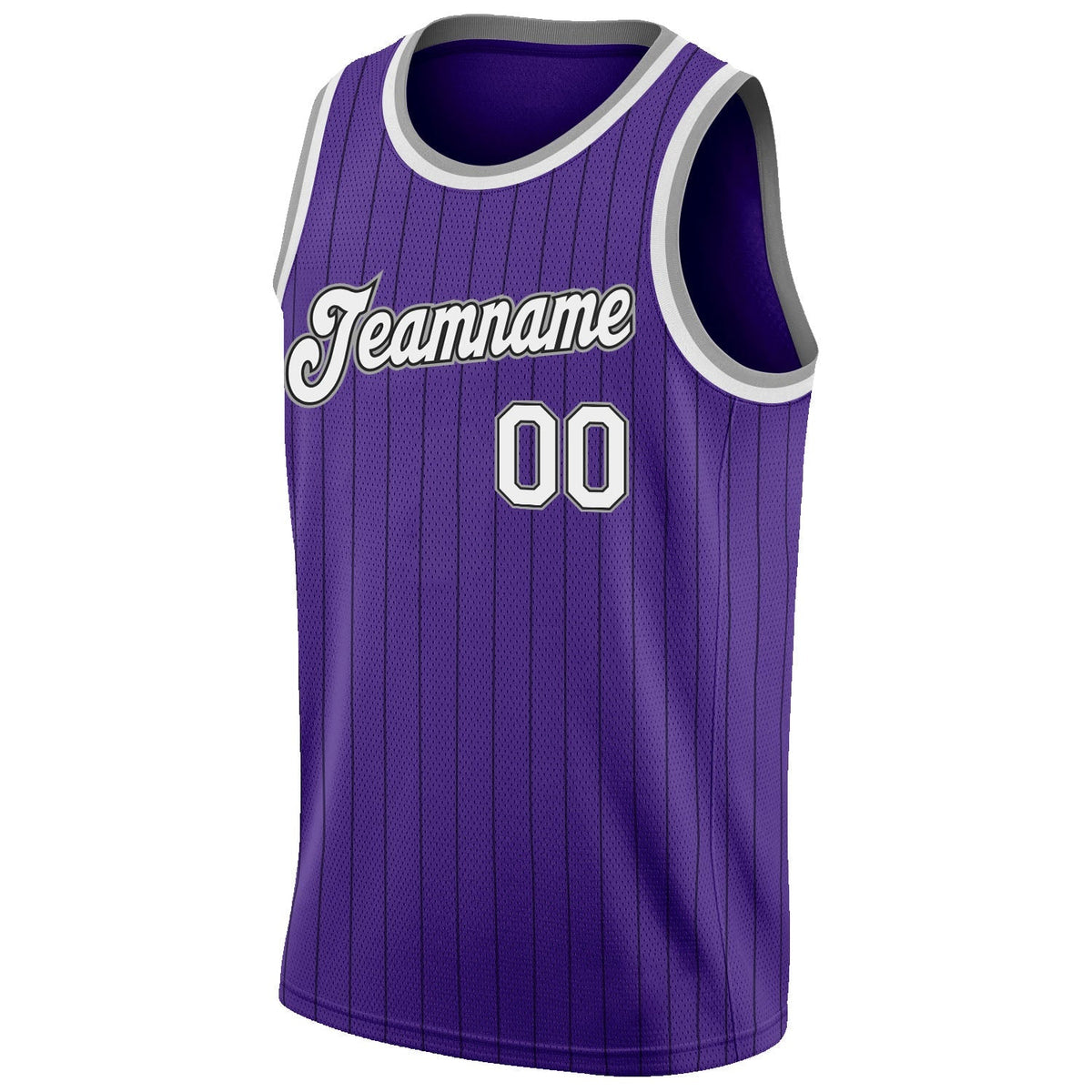 Custom Basketball Jersey - Purple Black Pinstripe White-Gray
