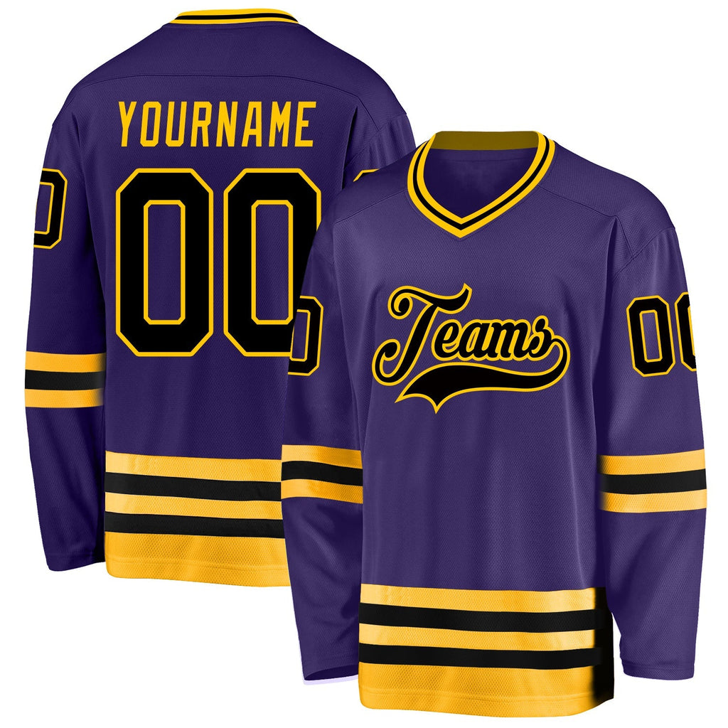 Custom Hockey Jersey - Purple Black-Gold - Style Purple0153