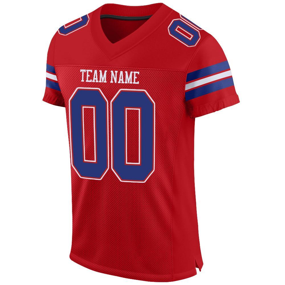 Custom Football Jersey - Red Royal-White Mesh