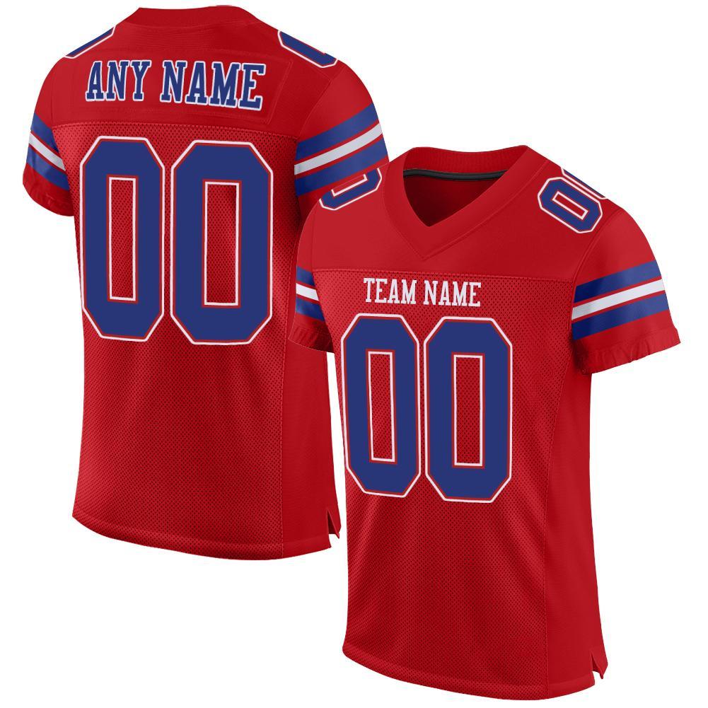 Custom Football Jersey - Red Royal-White Mesh