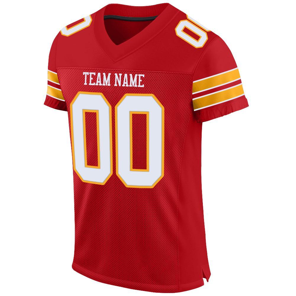 Custom Football Jersey - Red White-Gold Mesh - Style Red0008