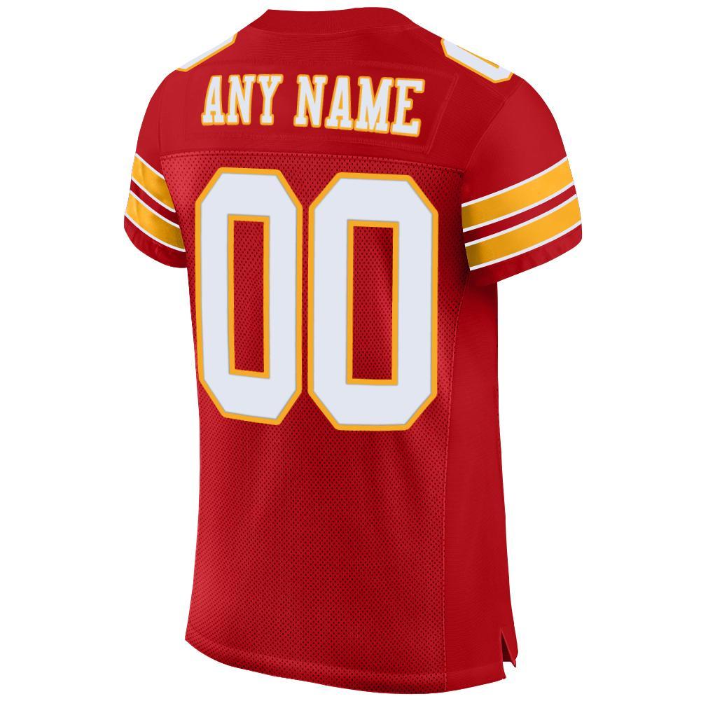Custom Football Jersey - Red White-Gold Mesh - Style Red0008