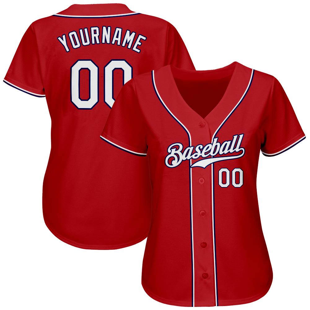 Custom Baseball Jersey - Red White-Navy