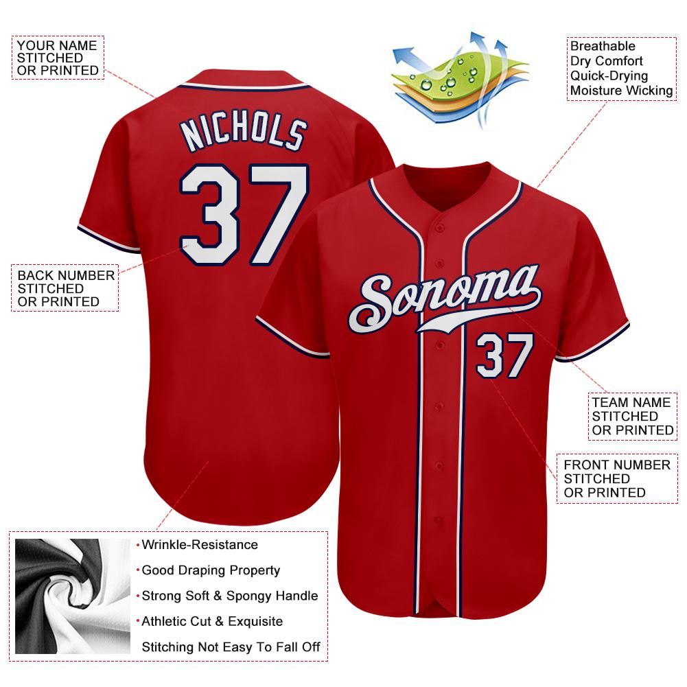 Custom Baseball Jersey - Red White-Navy