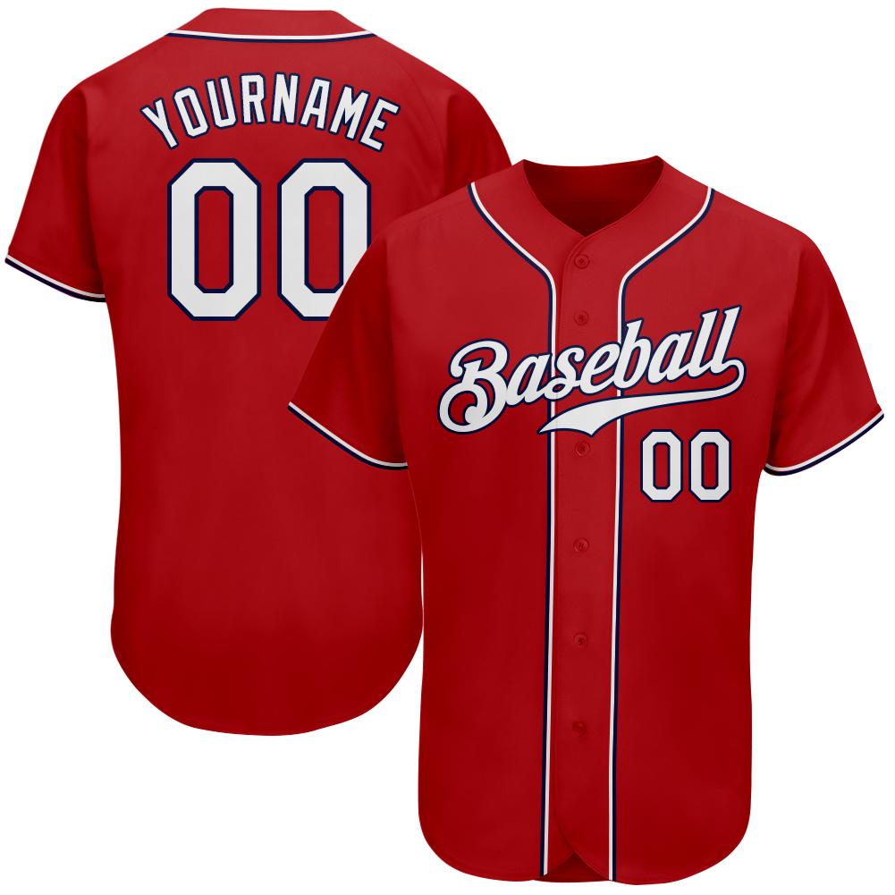 Custom Baseball Jersey - Red White-Navy