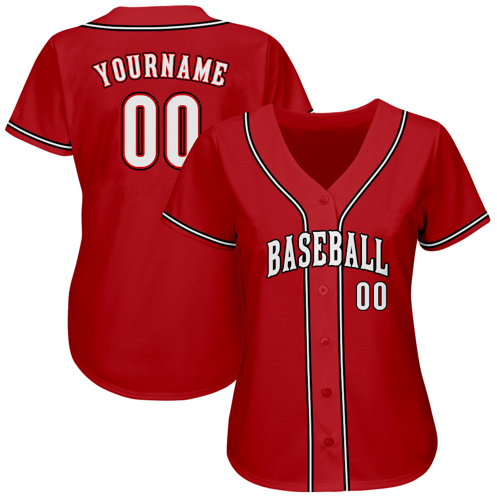 Custom Baseball Jersey - Red White-Black - Style Red0051