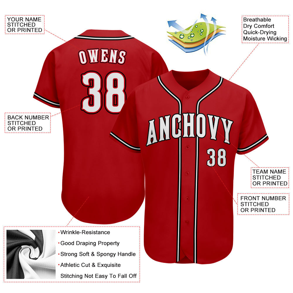 Custom Baseball Jersey - Red White-Black - Style Red0051